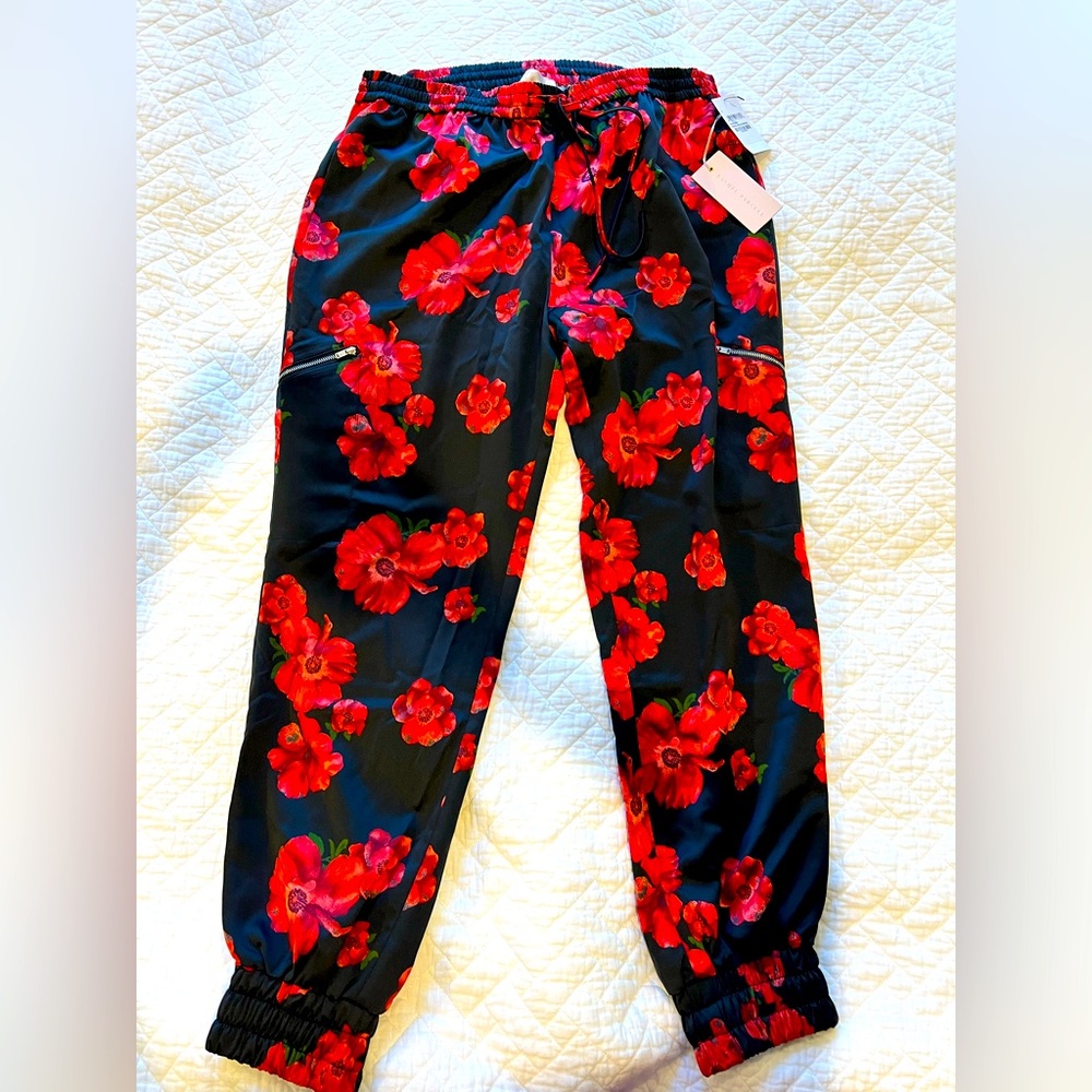 Rachel Parcell Black with Poppies Pants